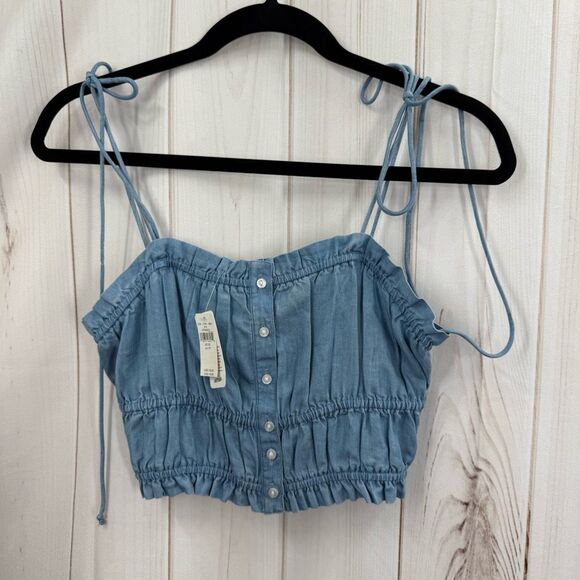 Aerie Women’s XS Denim Chambray Button Front Tank New Blue - Picture 1 of 6